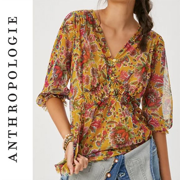 Anthropologie Tops - NWT Anthropologie floral smocked top